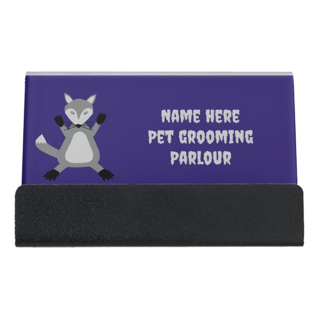 Creepy Cute Halloween Wolf Custom Desk Business Card Holder (Front)
