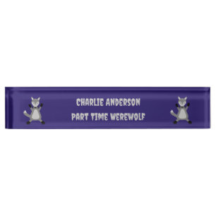 Creepy Cute Halloween Wolf Custom Desk Name Plate