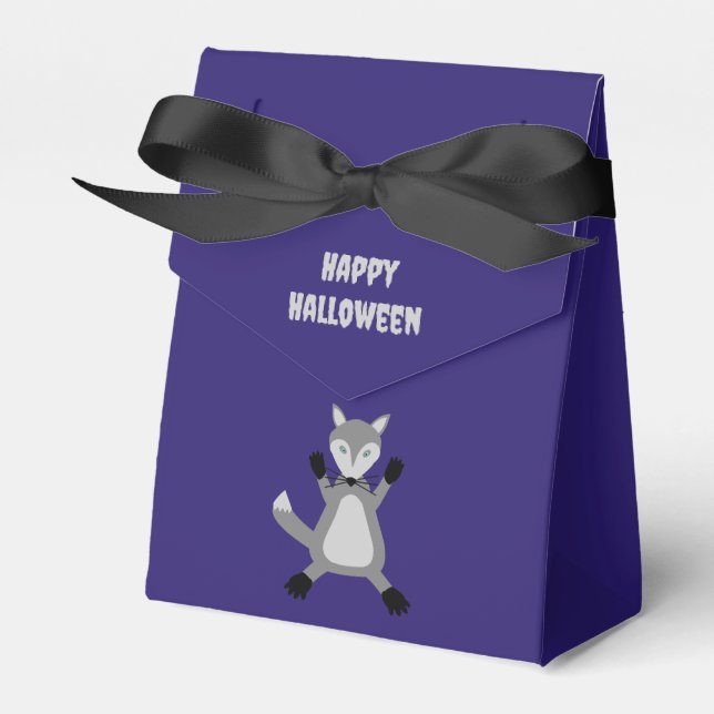 Creepy Cute Halloween Wolf Custom Favor Boxes (Front Side)