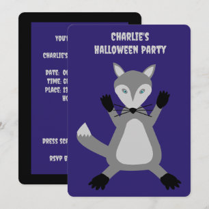 Creepy Cute Halloween Wolf Custom Invitation