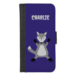 Creepy Cute Halloween Wolf Custom Name iPhone 8/7 Wallet Case