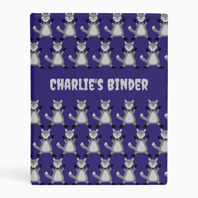 Creepy Cute Halloween Wolf Custom Name Mini Binder (Front)