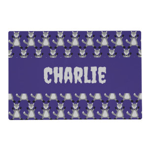 Creepy Cute Halloween Wolf Custom Name Placemat