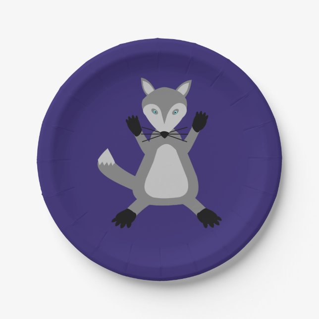 Creepy Cute Halloween Wolf Paper Plates (Front)