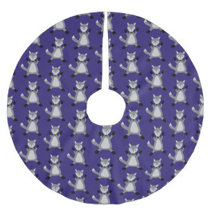 Creepy Cute Halloween Wolf Patterned Brushed Polyester Tree Skirt