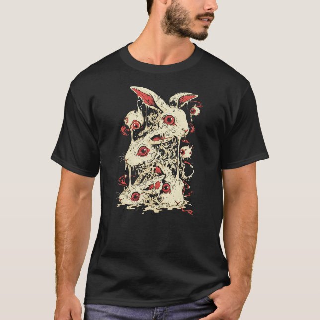 Creepy Cute Horror Bunny Rabbit Goth Grunge Horror T-Shirt (Front)