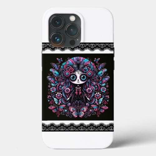 Creepy_cute Kawaii Goth Butterfly Girl iPhone case