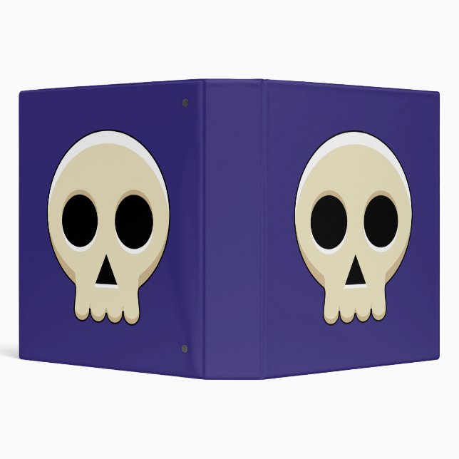 Creepy Cute Kawaii Goth Skull 3 Ring Binder (Background)