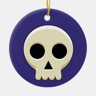 Creepy Cute Kawaii Goth Skull Ceramic Ornament