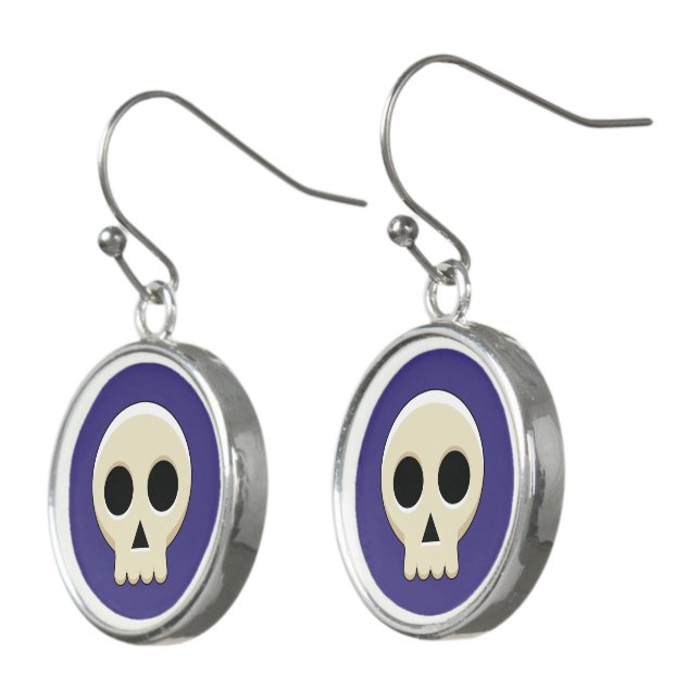 Creepy Cute Kawaii Goth Skull Earrings (Angled)