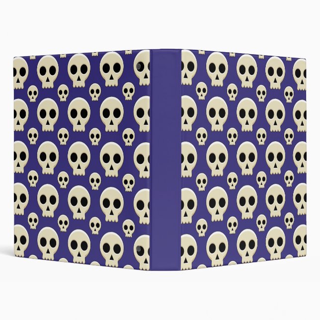 Creepy Cute Kawaii Goth Skull Pattern 3 Ring Binder (Background)