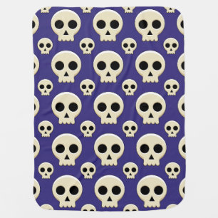Creepy Cute Kawaii Goth Skull Pattern Baby Blanket