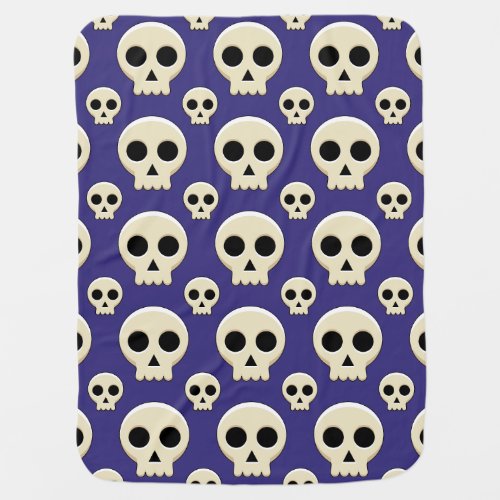 Creepy Cute Kawaii Goth Skull Pattern Baby Blanket