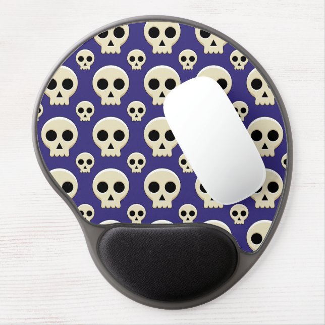 Creepy Cute Kawaii Goth Skull Pattern Gel Mouse Pad (Left Side)