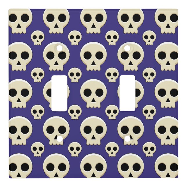 Creepy Cute Kawaii Goth Skull Pattern Light Switch Cover (Front)