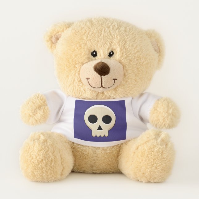 Creepy Cute Kawaii Goth Skull Teddy Bear (Front)