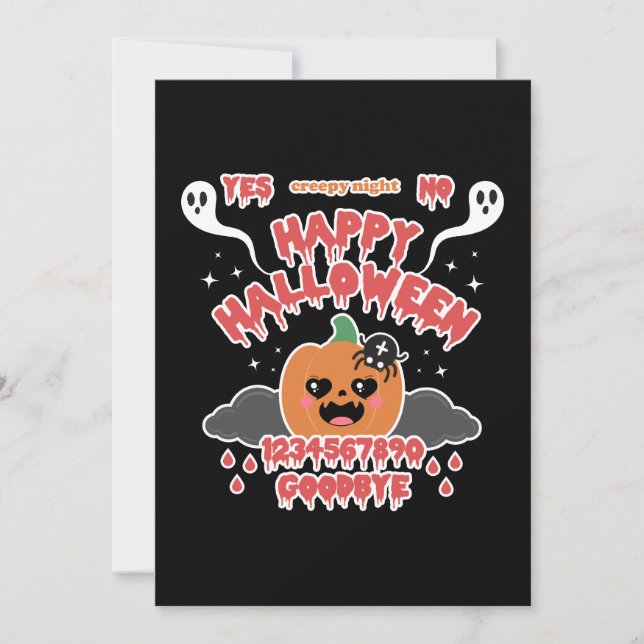 Creepy Cute Kawaii Halloween Ghost Board  Holiday Card (Front)