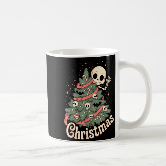 Creepy Cute Kawaii Skeleton Christmas Tree Skull B Coffee Mug (Right)
