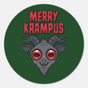 Creepy Cute Merry Krampus Classic Round Sticker