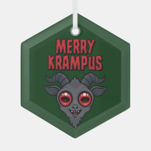 Creepy Cute Merry Krampus Glass Ornament