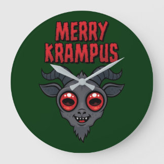 Creepy Cute Merry Krampus Large Clock