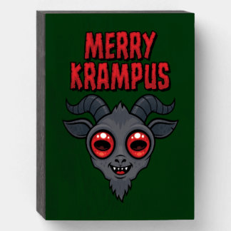 Creepy Cute Merry Krampus Wooden Box Sign