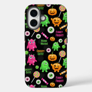 "Creepy Cute" Monsters and Halloween Fun Seamless iPhone 16 Case