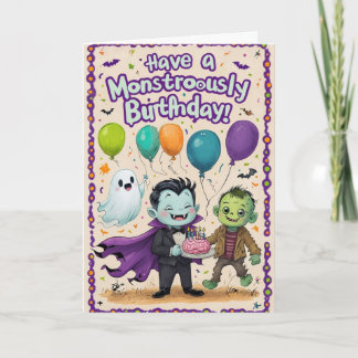 Creepy Cute Monsters Kids Birthday Card