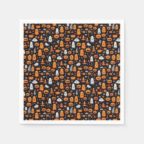 Creepy Cute Pumpkin and Ghost Halloween Party Napkins
