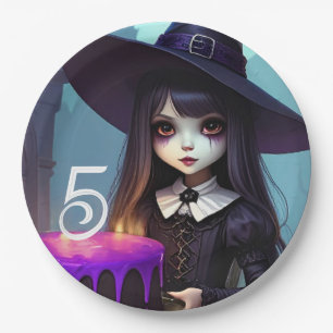 Creepy Cute, Purple Witch Birthday, Gothic Theme Paper Plates