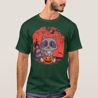 Creepy Cute Raccoon Jack O' Lantern Spooky Hallowe T-Shirt