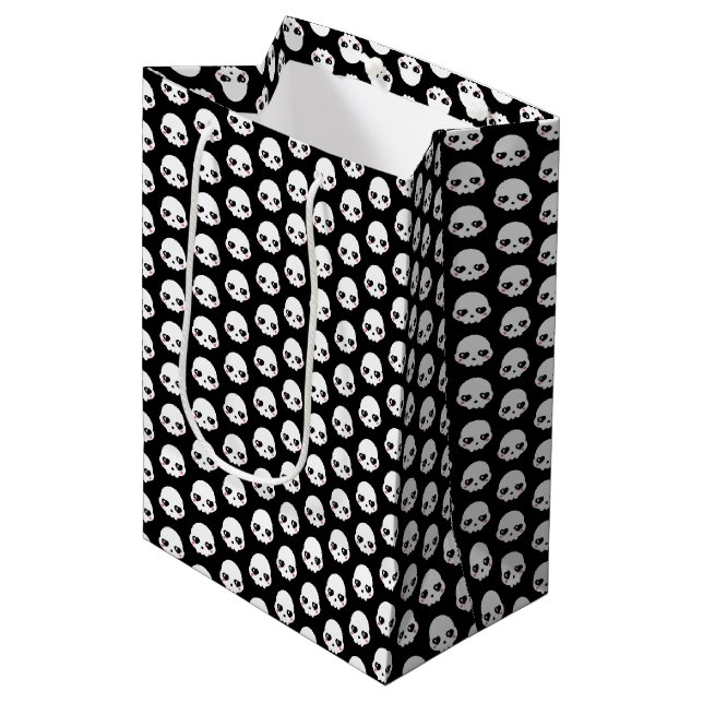 Creepy Cute Skulls Medium Gift Bag (Front Angled)