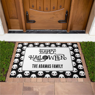 Creepy Cute Skulls With Last Name Doormat