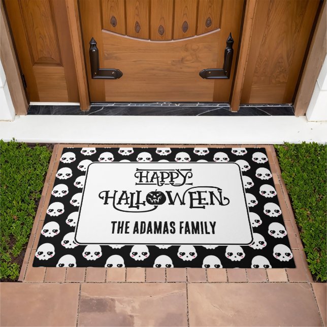 Creepy Cute Skulls With Last Name  Doormat (Outdoor)