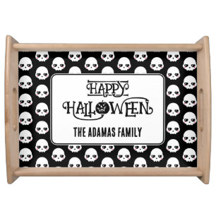 Creepy Cute Skulls With Last Name  Serving Tray