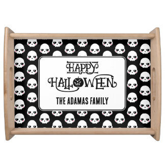 Creepy Cute Skulls With Last Name Serving Tray