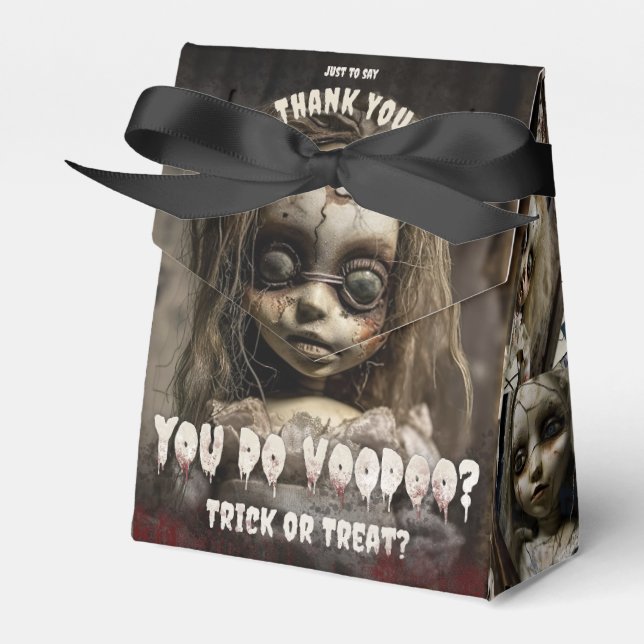 Creepy Cute Spooky Voodoo Doll Halloween Favor Box (Front Side)