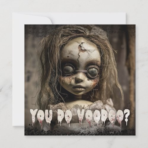 Creepy Cute Voodoo Doll Adult Halloween Invitation