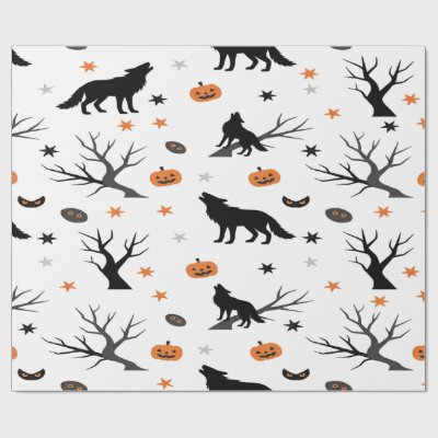 Creepy Cute Wolf Pack Halloween Wrapping Paper
