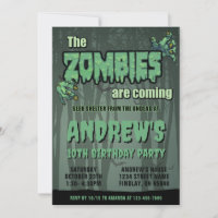 Creepy Dark Green Zombie Birthday Party