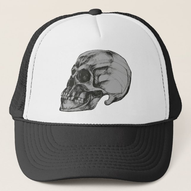 Creepy Dark Skull Trucker Hat (Front)