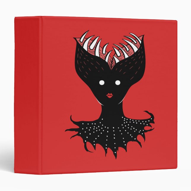 Creepy Demon Girl Dark Gothic Character With Teeth 3 Ring Binder (Front/Spine)