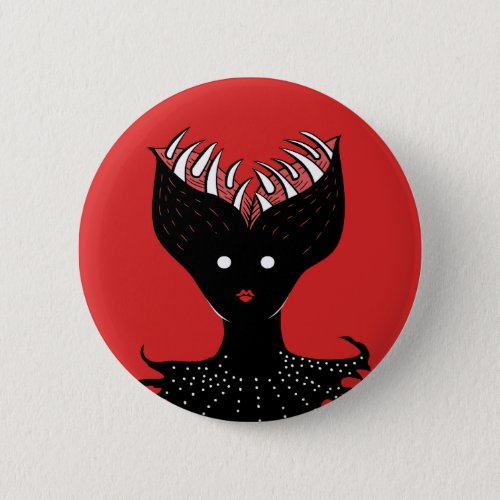 Creepy Demon Girl Dark Gothic Character With Teeth Button