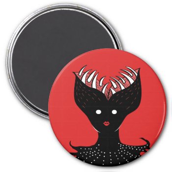 Creepy Demon Girl Dark Gothic Character With Teeth Magnet by borianag at Zazzle
