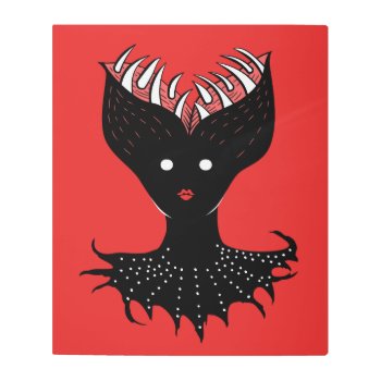 Creepy Demon Girl Dark Gothic Character With Teeth Metal Print by borianag at Zazzle