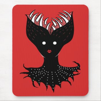 Creepy Demon Girl Dark Gothic Character With Teeth Mouse Pad by borianag at Zazzle