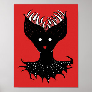 Creepy Demon Girl Dark Gothic Character With Teeth Poster