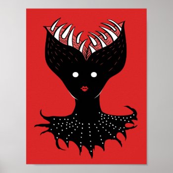 Creepy Demon Girl Dark Gothic Character With Teeth Poster by borianag at Zazzle