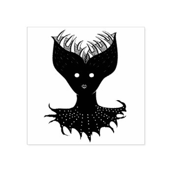Creepy Demon Girl Dark Gothic Character With Teeth Rubber Stamp by borianag at Zazzle