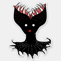 Creepy Demon Girl Dark Gothic Character With Teeth Sticker